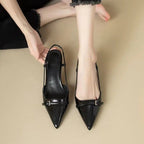 Damen Elegante Slingback-Ballerinas mit spitzem Zehenbereich und verstellbarem Riemen R&B