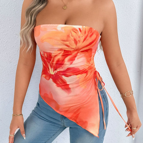 Damen Oberteil mit asymmetrischem Schnitt und floralem Design R&B