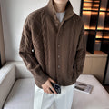 Herren Grobstrickpullover mit modernem Stehkragen und Knopfleiste R&B