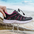 Damen nan atmungsaktiver Netzstoff-Sneaker mit Kordelzugverschluss, ultraleichter EVA-Flexsohle und gepolstertem Fersenkragen R&B