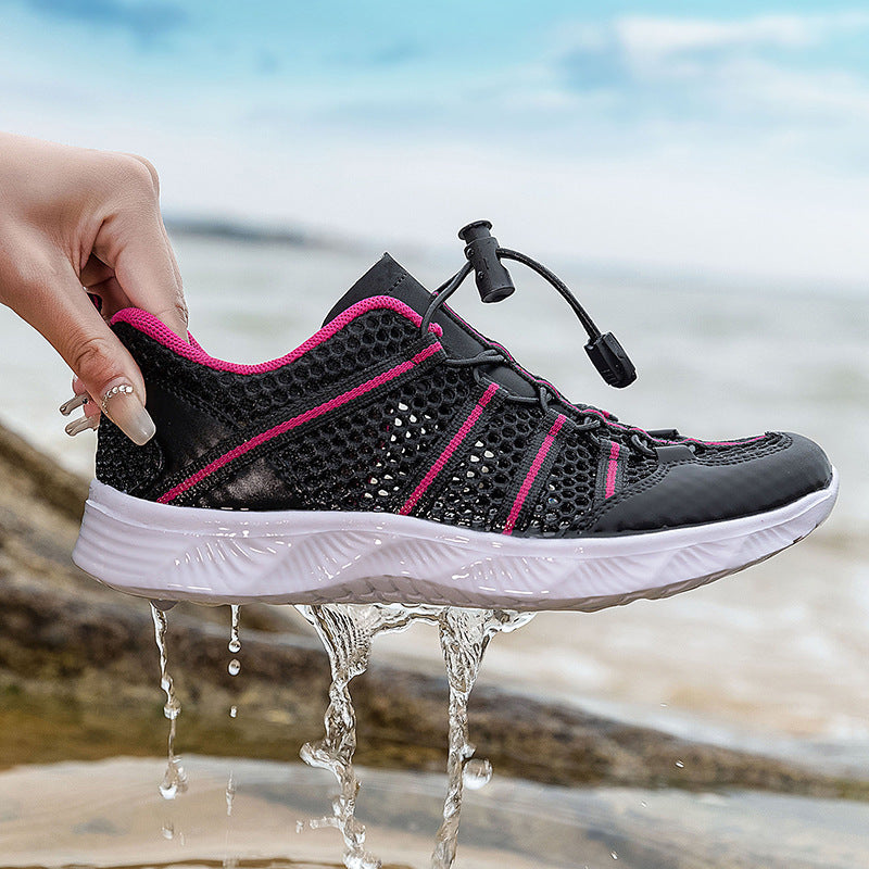 Damen nan atmungsaktiver Netzstoff-Sneaker mit Kordelzugverschluss, ultraleichter EVA-Flexsohle und gepolstertem Fersenkragen R&B