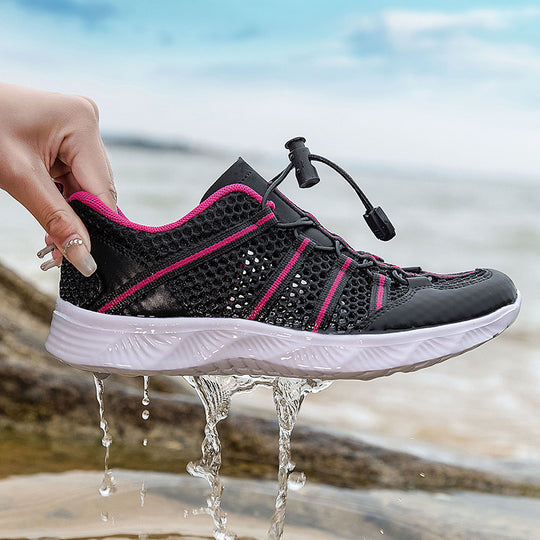 Damen nan atmungsaktiver Netzstoff-Sneaker mit Kordelzugverschluss, ultraleichter EVA-Flexsohle und gepolstertem Fersenkragen R&B