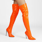 Femme Über-die-Knie Hochglanz Stiletto Stiefel R&B