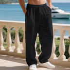 Herren nan lockere Leinen-Jogginghose mit elastischem Tunnelzugbund, Seitentaschen und abgesteppten Kniepartien R&B