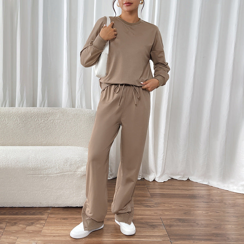 Damen sportliches Sweatshirt- und Jogginghose-Set mit elastischem Bund R&B