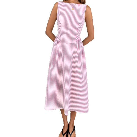 Damen Elegantes Midi-Kleid im Streifenlook R&B