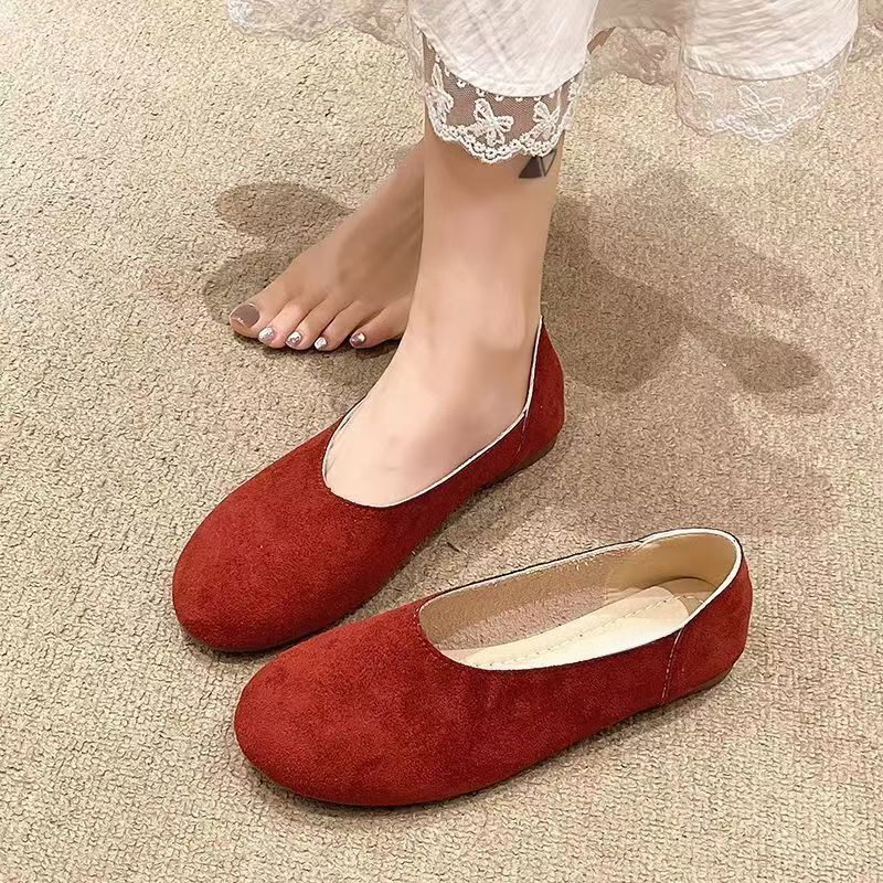 Damen flache Ballerinas aus hochwertigem Veloursleder R&B
