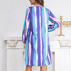 Damen Freizeitkleid mit modischem Streifenmuster und praktischen Taschen R&B