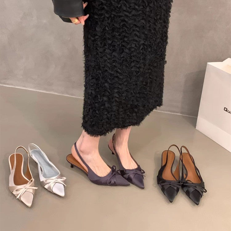 Damen Slingback-Pumps mit zartem Schleifen-Detail und elegantem Design EB