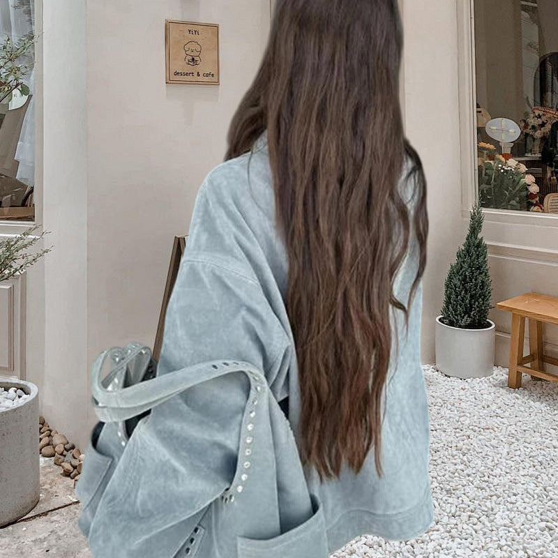Damen Oversized Denimjacke im lässigen Stil mit praktischen Taschen R&B