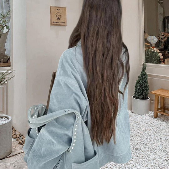 Damen Oversized Denimjacke im lässigen Stil mit praktischen Taschen R&B