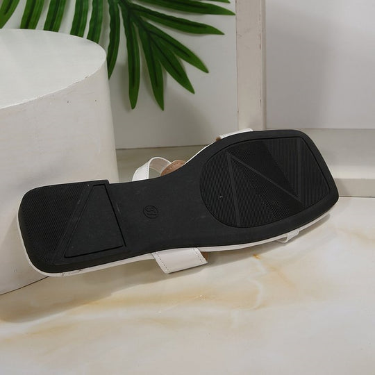 Damen elegante Zehentrenner-Sandaletten mit floralem Dekorelement R&B