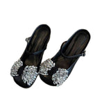 Damen elegante Slingback-Pantoletten mit funkelnden Strassdetails R&B