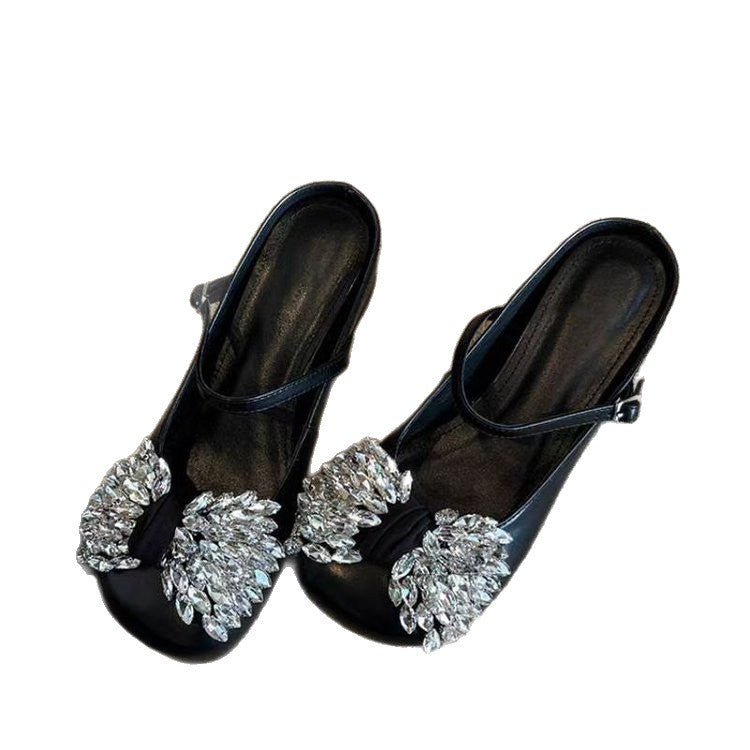 Damen elegante Slingback-Pantoletten mit funkelnden Strassdetails R&B