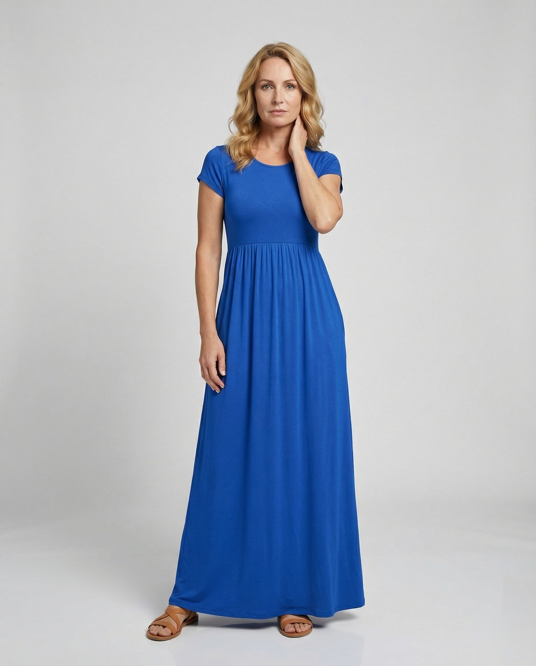 Damen Maxikleid Jersey mit Taschen