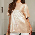 Damen Glitzerndes Oversize-Top mit funkelnden Pailletten
