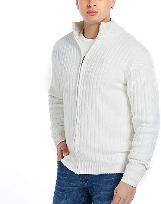 Herren Sportliche Strickjacke mit Reißverschluss und erhöhtem Kragen R&B