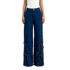 Damen Weite Jeans mit Schnürdetails