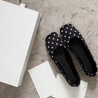 Damen elegante Ballerinas mit schickem Quadratfuß und glänzender Oberfläche R&B