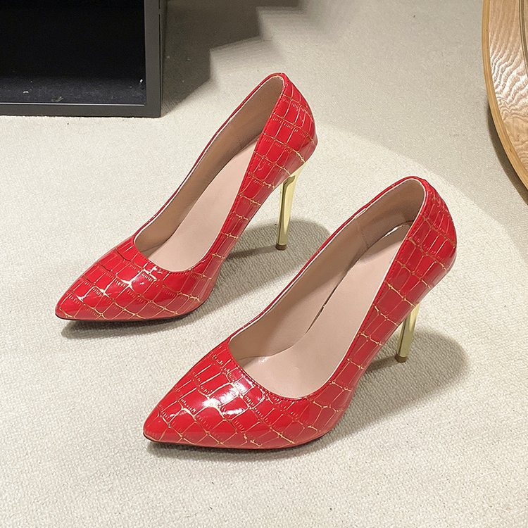 Damen Spitzen High Heels mit elegantem Krokodilleder-Design R&B