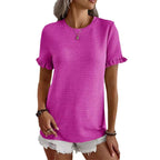 Damen Trendiges T-Shirt mit Rüschendetails und strukturierter Oberfläche R&B