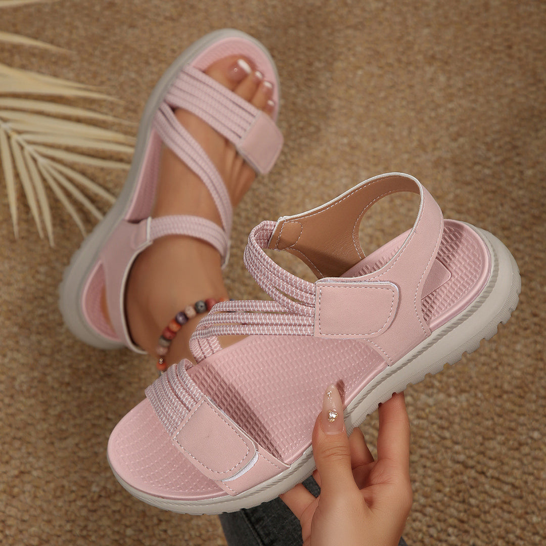Damen Bequeme Sport-Sandalen mit elastischen Riemen und rutschfester Laufsohle R&B