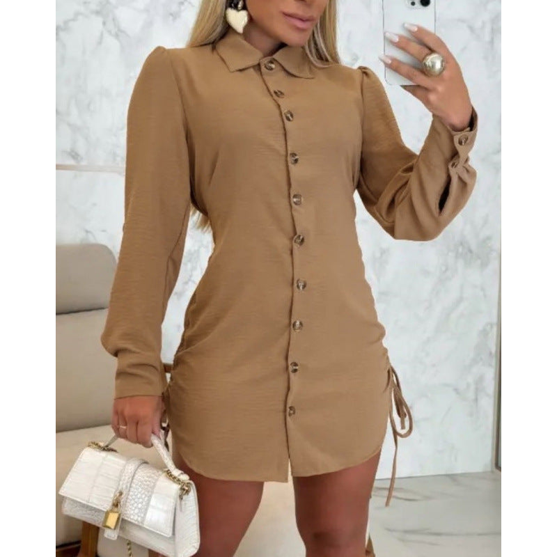 Damen Knopfhemd Kleid im femininen Schnitt mit Rüschendetails R&B