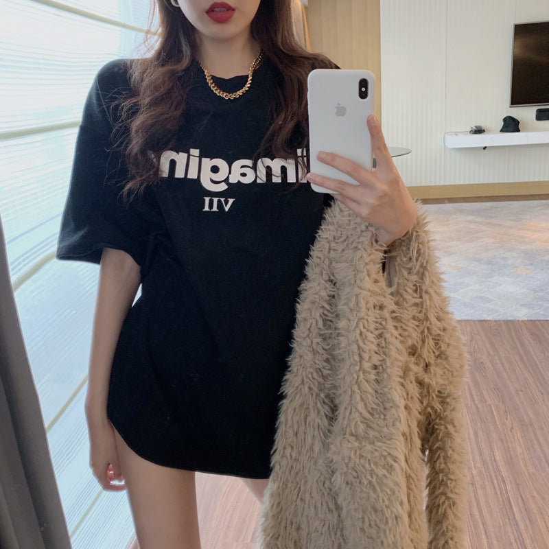 Damen Bequemes Oversized T-Shirt mit kreativem Print und lässigem Schnitt