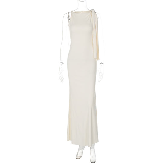 Damen Elegantes Maxikleid mit asymmetrischen Trägerdetails R&B