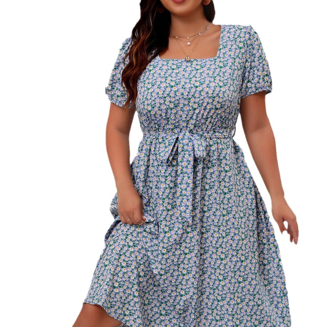 Damen Midi Kleid mit floralem Allover-Print und Puffärmeln R&B