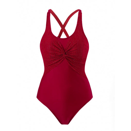 Damen Einteiler Badeanzug mit elegantem Wickeldesign R&B
