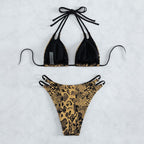 Damen Triangel-Bikini mit außergewöhnlichem Schlangenleder-Design und eleganten Riemen