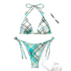 Damen Triangel-Bikini mit modischem Karomuster und verstellbaren Trägern R&B