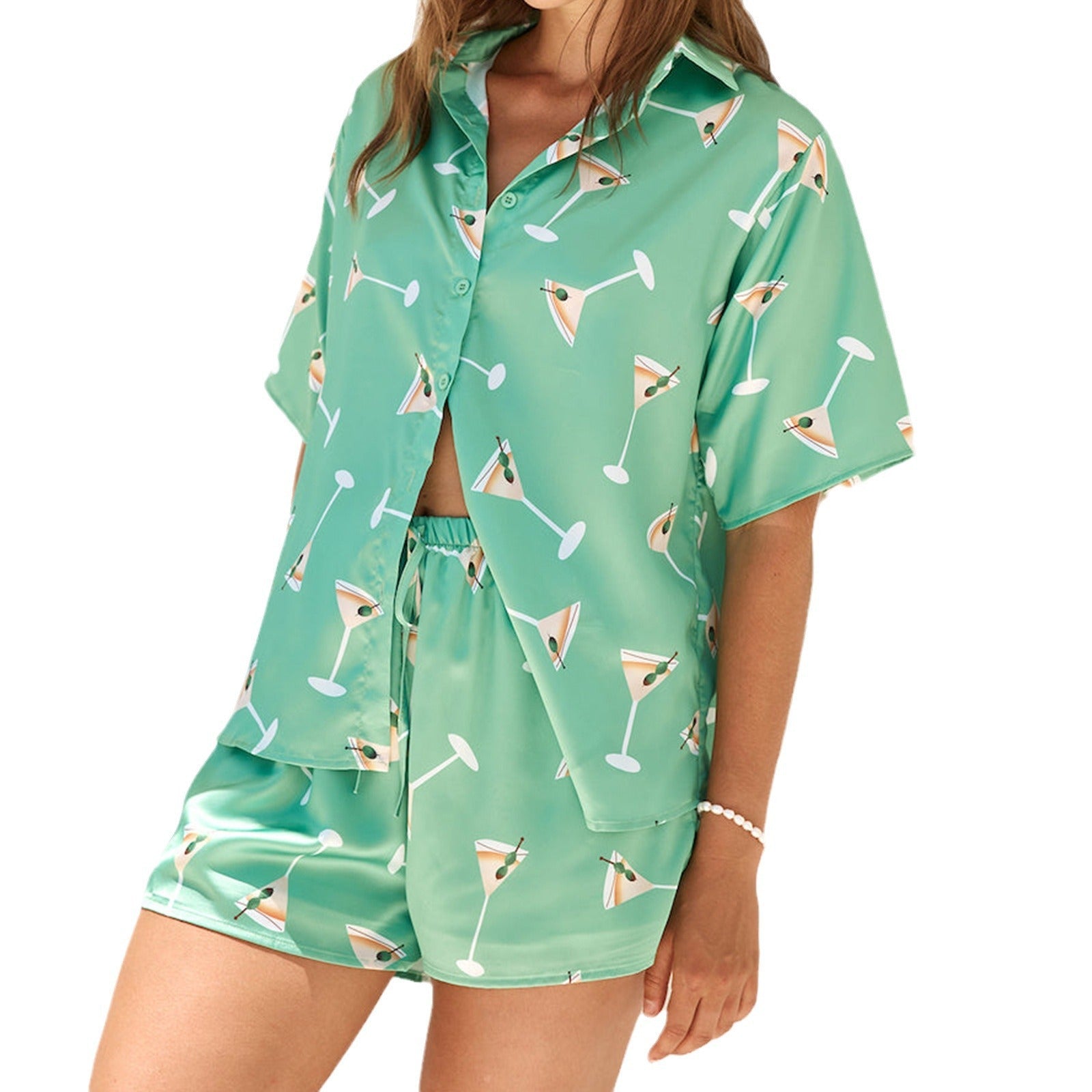 Damen Schlafanzug mit trendy Cocktail-Motiv R&B
