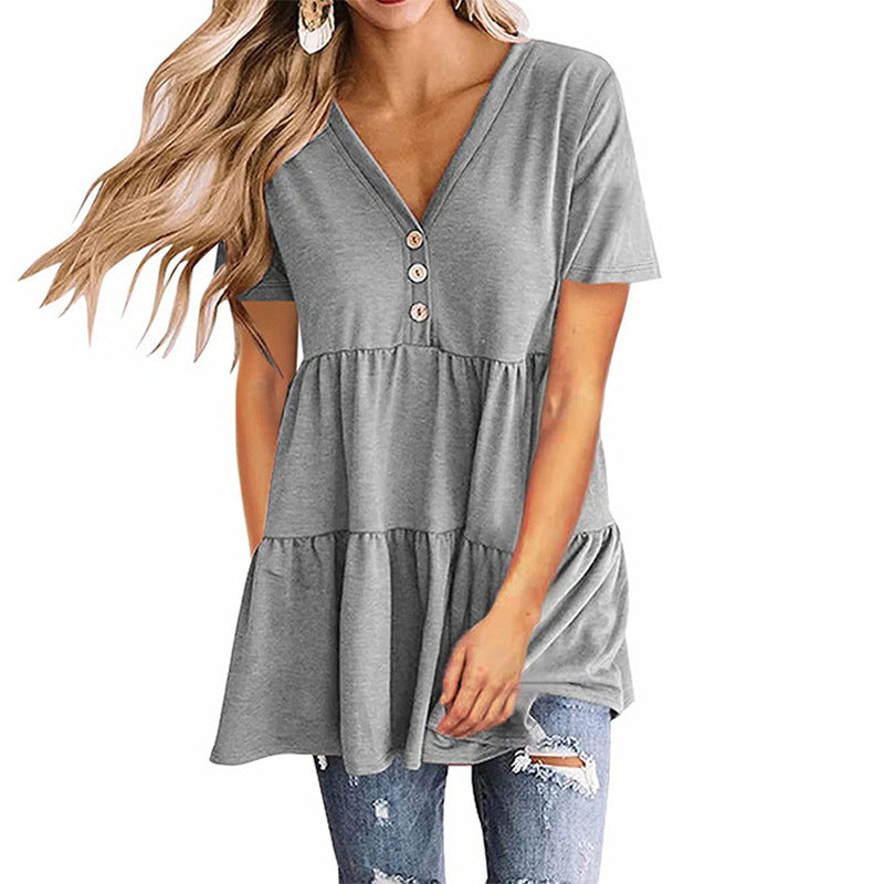 Damen Tunika mit Rüschensaum und Knopfdetails R&B