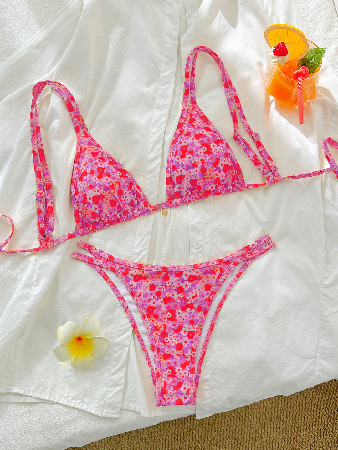 Damen Triangel-Bikini mit floralen Mustern R&B