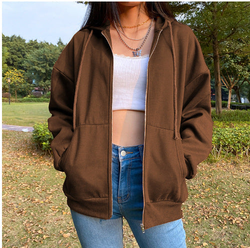 Damen bequeme Kapuzenjacke mit praktischen Taschen und lässigem Schnitt R&B