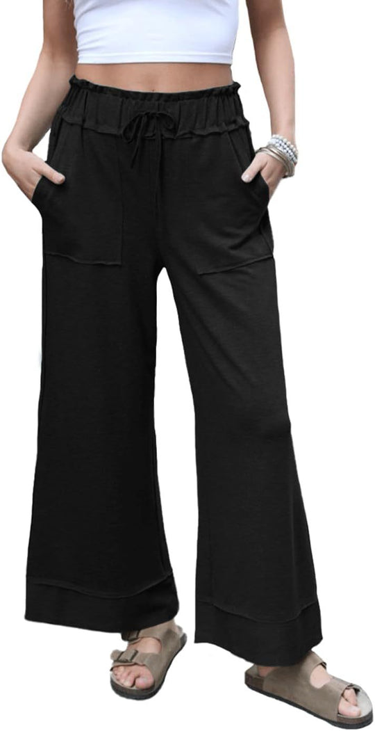 Damen Modische Palazzo-Hose mit elastischem Bund und praktischen Taschen R&B