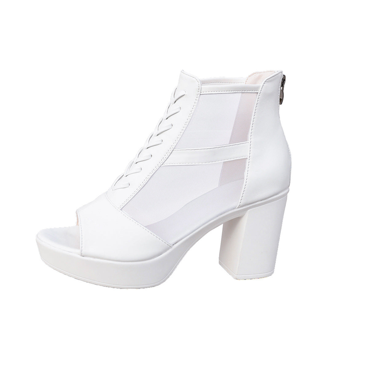 Damen elegante Plateau-Sandaletten mit transparentem Netzdesign und modischem Riemen R&B