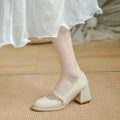Damen elegante Blockabsatz Pumps mit modischer Schnallenverzierung R&B