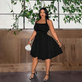Damen A-Linien Freizeitkleid mit schulterfreiem Design und schwingendem Rock R&B