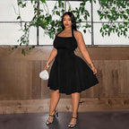 Damen A-Linien Freizeitkleid mit schulterfreiem Design und schwingendem Rock R&B