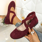 Damen Stylish Ballerinas mit elastischem Kreuzriemen und atmungsaktivem Obermaterial R&B
