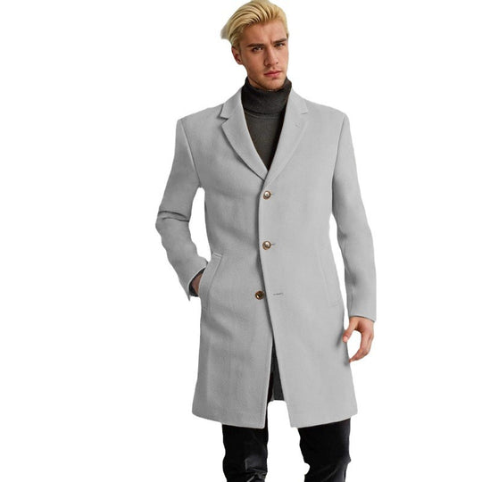 Herren eleganter Langmantel mit goldenen Knöpfen und klassischem Schnitt R&B