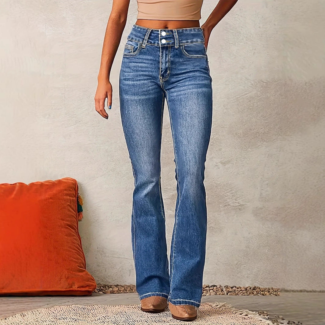 Damen Hochtaillierte Bootcut Jeans R&B