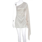 Damen Einseitig Schulterfreies Minikleid mit schickem Satin-Finish R&B