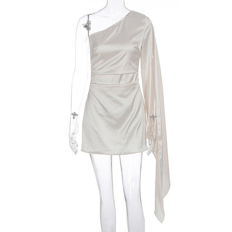 Damen Einseitig Schulterfreies Minikleid mit schickem Satin-Finish R&B