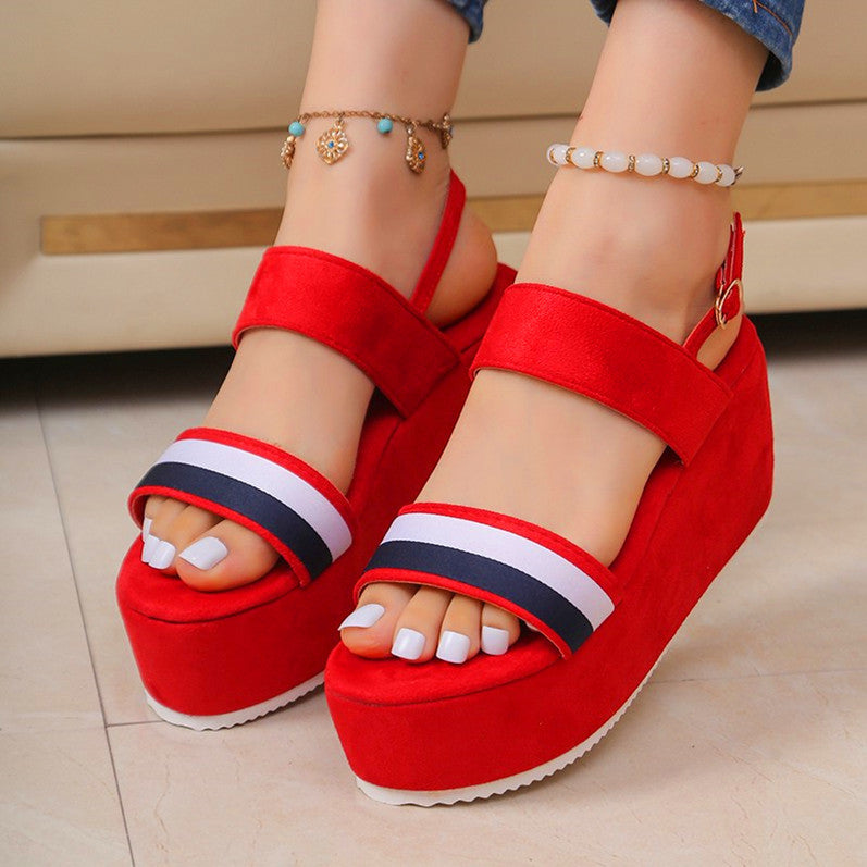 Damen Plattform-Sandalen mit modischem Riemchen-Design R&B