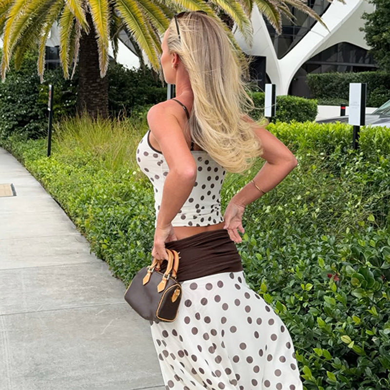 Damen Verspieltes Polka Dot Kleid mit Rüschenelementen und elastischem Taillenband R&B
