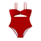 Damen Einteiler Badeanzug mit modischem Cut-Out und verstellbaren Trägern R&B
